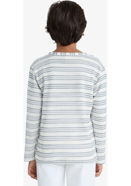 Erkek Çocuk Bisiklet Yaka Çizgili Sweatshirt G2556A825AU