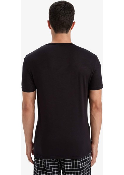 Premium Slim Fit Dar Kesim Bisiklet Yaka Kısa Kollu Modal Üst Z8085AZ25AU