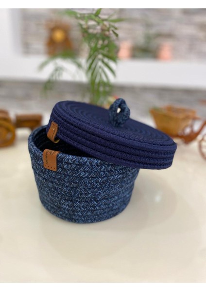 jüt Hasır Sepet Oval Kapaklı Organizer 20X20