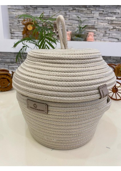 Jüt Hasır Sepet Kapaklı Organizer