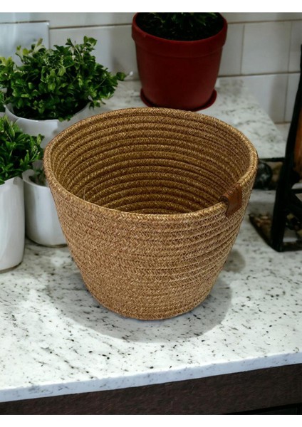 Dekoratif Jüt Hasır Saksılık Havluluk Organizer 30X30 cm modelleri