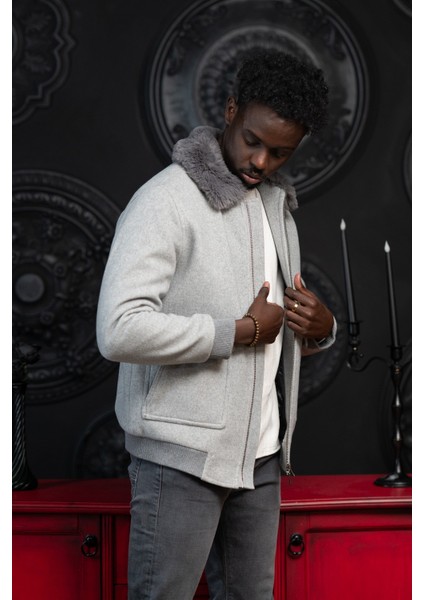 Slimfit Kürklü Sabit Yaka Beli Lastikli Astarlı Kaşe Mont fiyatları