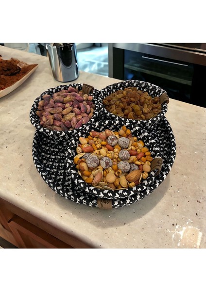 3 Lü Sunum Çerez Takımı Jüt Hasır Sunum Kabı Tepsili modelleri