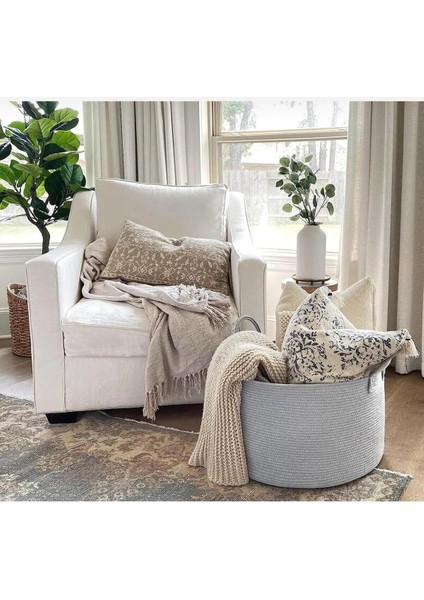 Jüt Hasır Sepet Düzenleyici Oyuncak Çamaşır Sepeti