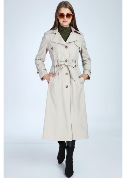 Düğme Detayuzuntrençkot modelleri