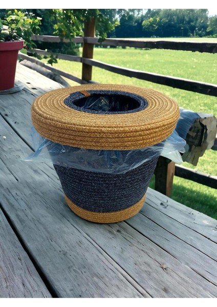 Jüt Hasır Kapaklı Modern Çöp Kovası fiyatları