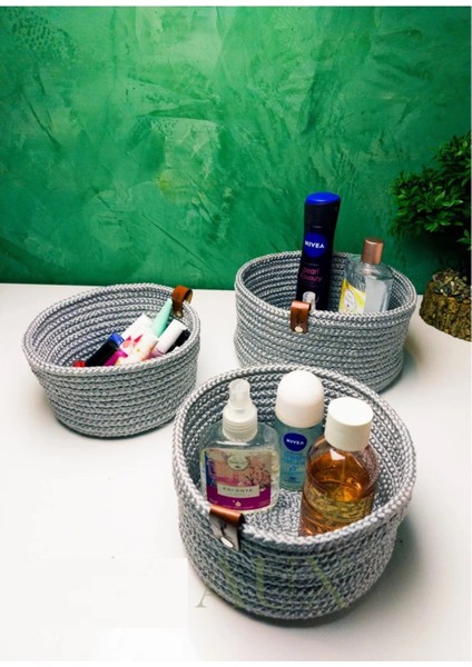 I Jüt Hasır Çok Amaçlı Sepet Banyo Mutfak Organizer Sepet Takımı El Dokuma Gri fiyatları