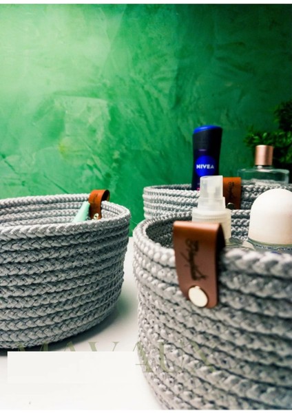 I Jüt Hasır Çok Amaçlı Sepet Banyo Mutfak Organizer Sepet Takımı El Dokuma Gri modelleri
