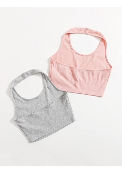 Kadın Çapraz Kolsuz 2 Li Adet Fitilli Crop Basıc Atlet Bluz fiyatları