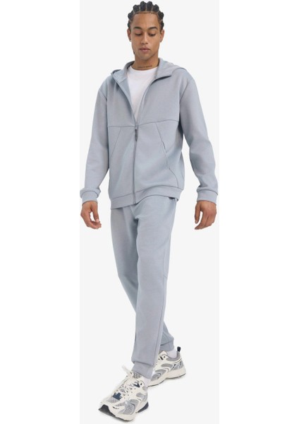 Z9112AZGR445 Gri Defactofit Slim Fit Dar Kesim Standart Paça Skuba Dalgıç Kumaş Jogger Eşofman Altı indirimleri