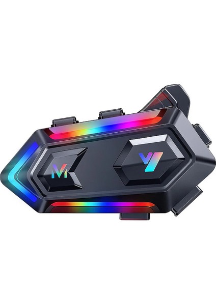 V20 Rgb Işıklı Bluetooth Kask Kulaklığı Uyumlu Işıklı Motorsiklet Interkom – 25 Saat Pil Ömrü fırsatları