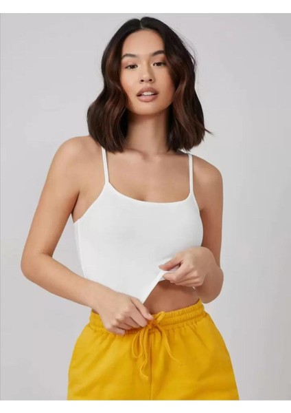 2li Adet Düz Kumaş Likralı Kadın Ince Asklılı Basıc Atlet Crop Bluz fiyatları