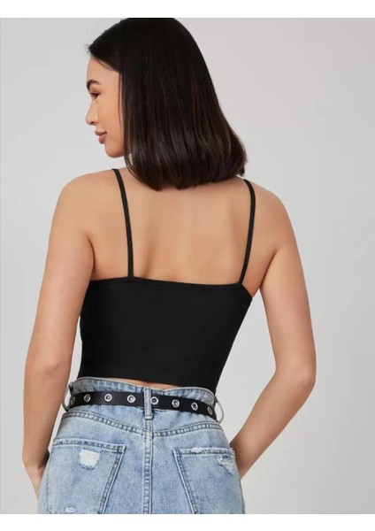 2li Adet Düz Kumaş Likralı Kadın Ince Asklılı Basıc Atlet Crop Bluz fırsatları