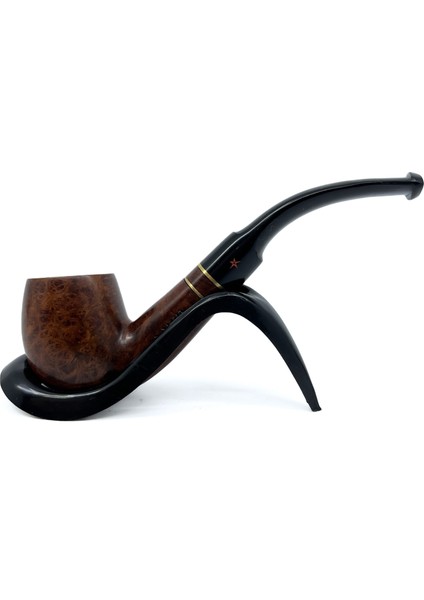Kırmızı Yıldız Bent Apple 6 mm Filtreli Ebonit Saplı Pipo - 237100