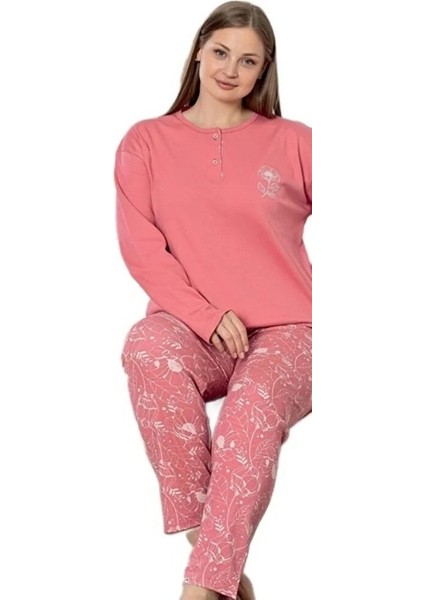 Linay Collection Kadın Büyük Beden Pijama Takımı Yumuşak Dokulu Rahat