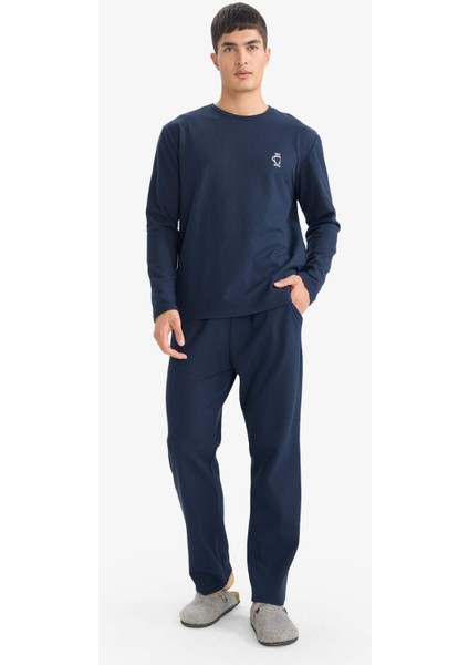 Pijama Takımı Regular Fit Uzun Kollu Waffle Üst Uzun Alt G2650AX25WN