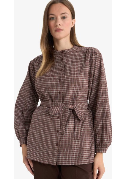 Regular Fit Kareli Flanel Uzun Kollu Tunik