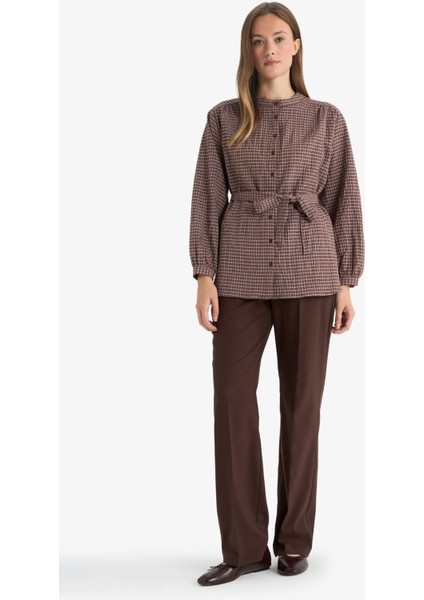 Regular Fit Kareli Flanel Uzun Kollu Tunik