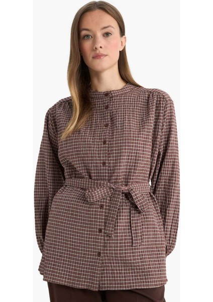 Regular Fit Kareli Flanel Uzun Kollu Tunik