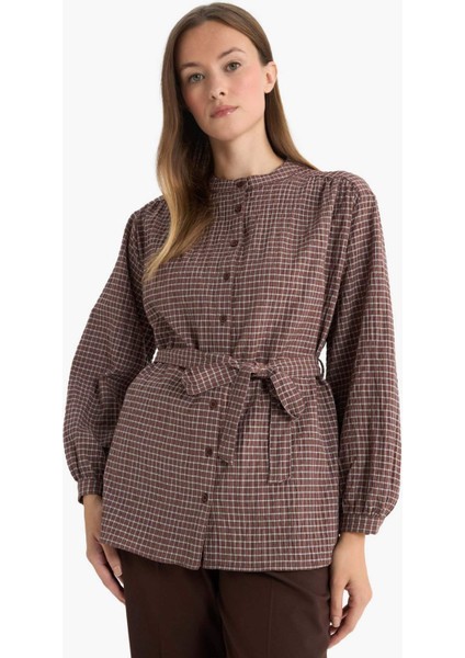 Regular Fit Kareli Flanel Uzun Kollu Tunik