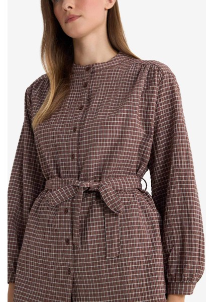 Regular Fit Kareli Flanel Uzun Kollu Tunik