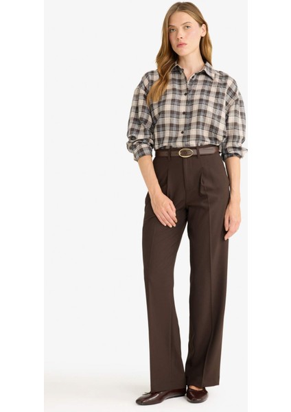 Oversize Geniş Kalıp Kareli Flanel Uzun Kollu Gömlek