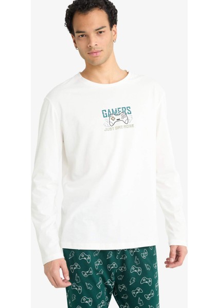 Pijama Takımı Regular Fit Baskılı Uzun Kollu Üst Desenli Uzun Alt G2643AX25WN