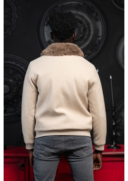 Slimfit Kürklü Sabit Yaka Beli Lastikli Astarlı Kaşe Mont fırsatları