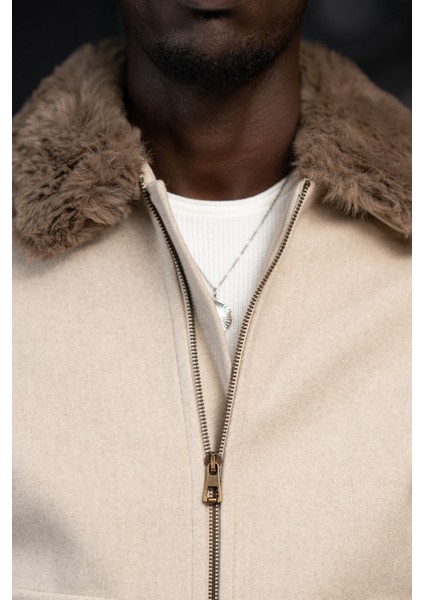 Slimfit Kürklü Sabit Yaka Beli Lastikli Astarlı Kaşe Mont indirimleri