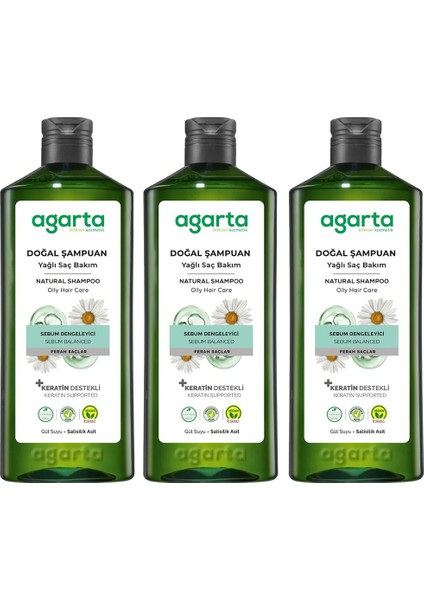 Doğal Şampuan Yağlı Saç Bakımı Için 400 ml 3 Adet