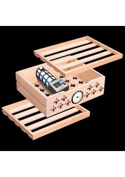 Camlı Işıklı Çekmeceli Puro Kutusu Humidor Ceviz 80's cigarspa Elektronik Nemlendirme modelleri