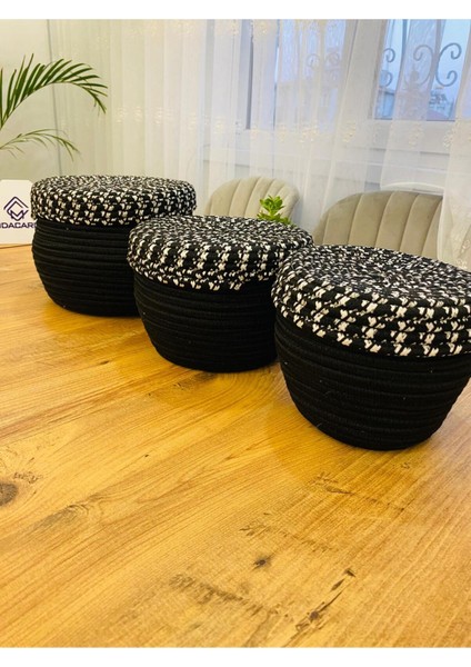 Jüt,hasır,3 Lü Kapaklı Sepet, Özel Tasarım, Çok Amaçlı Düzenleyici Organizer,sepet modelleri