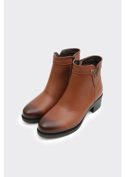 Hakiki Deri Kısa Topuk Fermuarlı Kadın Bot fiyatları