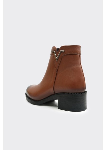 Hakiki Deri Kısa Topuk Fermuarlı Kadın Bot modelleri