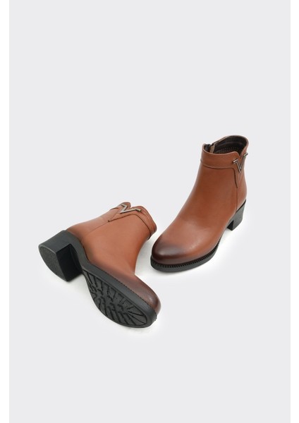 Hakiki Deri Kısa Topuk Fermuarlı Kadın Bot fırsatları