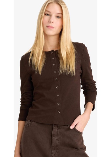 Fitted Bisiklet Yaka Ribana Hırka G2806AX25AU