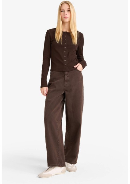 Fitted Bisiklet Yaka Ribana Hırka G2806AX25AU