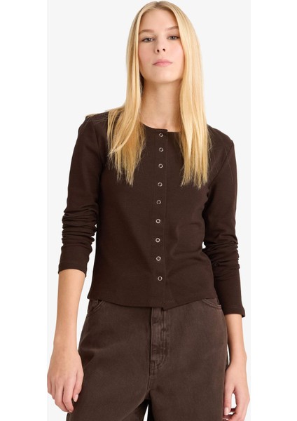 Fitted Bisiklet Yaka Ribana Hırka G2806AX25AU