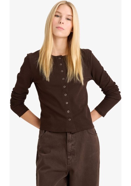 Fitted Bisiklet Yaka Ribana Hırka G2806AX25AU