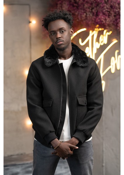 Slimfit Kürklü Sabit Yaka Beli Lastikli Astarlı Kaşe Mont fiyatları