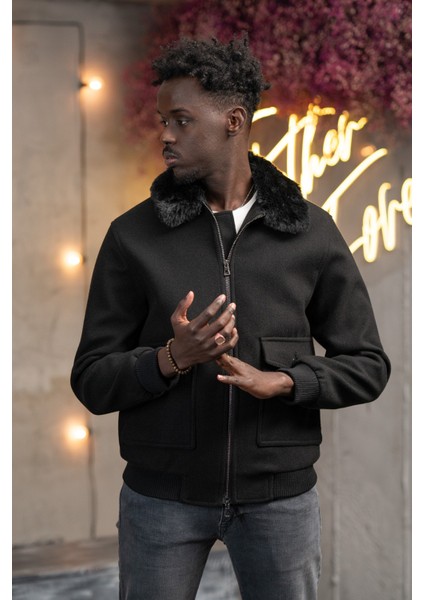 Slimfit Kürklü Sabit Yaka Beli Lastikli Astarlı Kaşe Mont modelleri