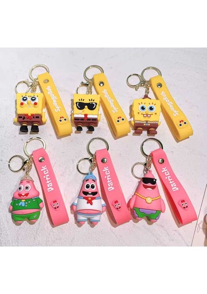 Kötü Spongebob Squarepants Sevimli Anime Patrick Yıldız Araba Anahtarlık Sırt Çanta Aksesuarlı modelleri