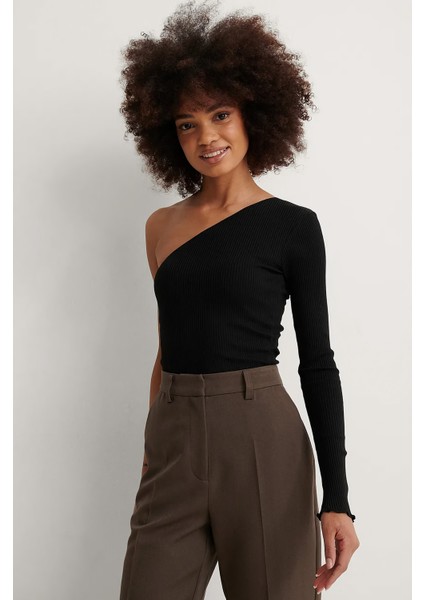 Tek Omuz Açık Uzun Kol Bluzz