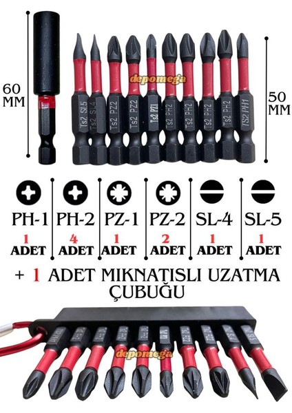 23 Parça Mıknatıslı Bits Uç Yıldız Düz Torx S2 Çelik 50 mm Matkap Uç Bükülebilir Adaptörlü fiyatları