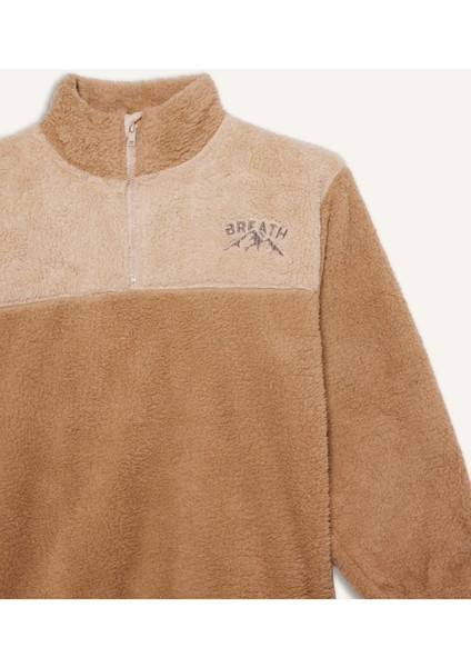 Erkek Çocuk Fermuarlı Yaka Nakışlı Pelüş Sweatshirt G2946A825WN