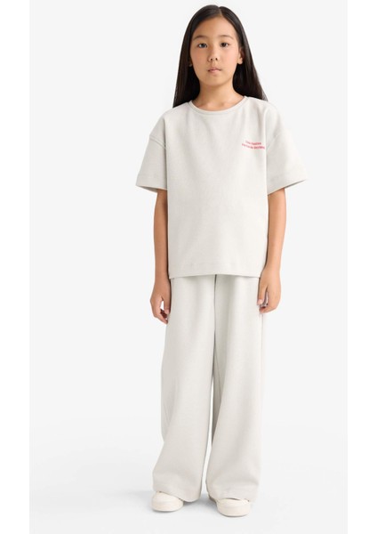 Kız Çocuk 2'li Takım Baskılı Kısa Kollu Tişört Eşofman Altı G2842A825AU