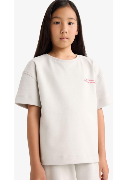 Kız Çocuk 2'li Takım Baskılı Kısa Kollu Tişört Eşofman Altı G2842A825AU