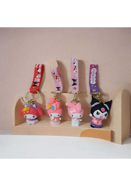 Sevimli Karakterler Silikon Tasarımlı Kız Çocuk Anahtarlık & Çanta Aksesuarlı