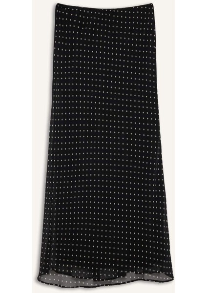 Kalem Puantiye Normal Bel Astarlı Şifon Maxi Etek F9420AX25AU