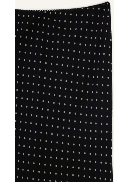 Kalem Puantiye Normal Bel Astarlı Şifon Maxi Etek F9420AX25AU